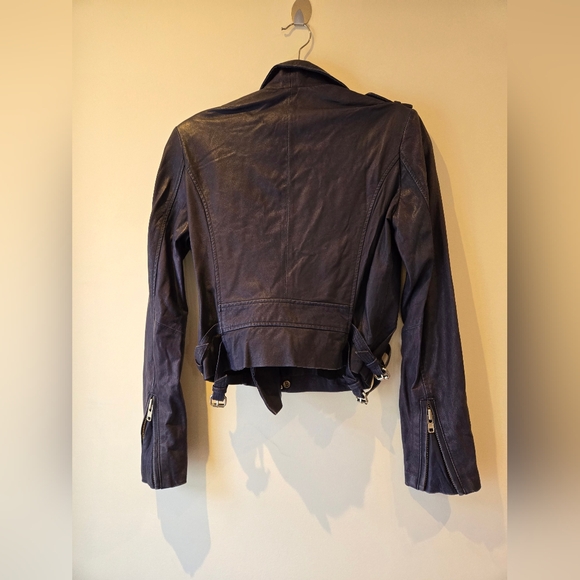 Iro Paris Blue Leather Moto Jacket Size Italian 40 - Picture 11 of 16